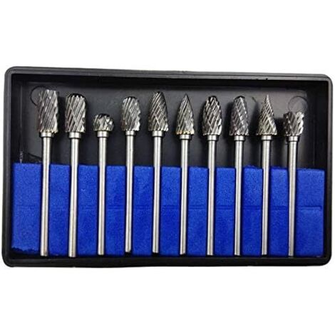 10pcs 3mmx6mm Fraises De Coupe Rotative Carbure Rotatifs Burr Dremel Outils Pour Travail Du Bois De Gravure, Perçage (1/5)