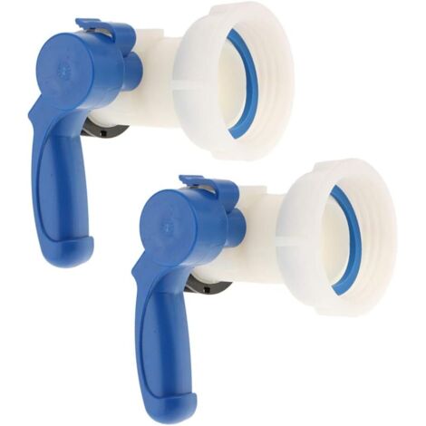 Vanne papillon en PP avec écrou-raccord de 62 mm pour une installation facile pour les réservoirs IBC de 1000 litres (2 pièces) (1/5)