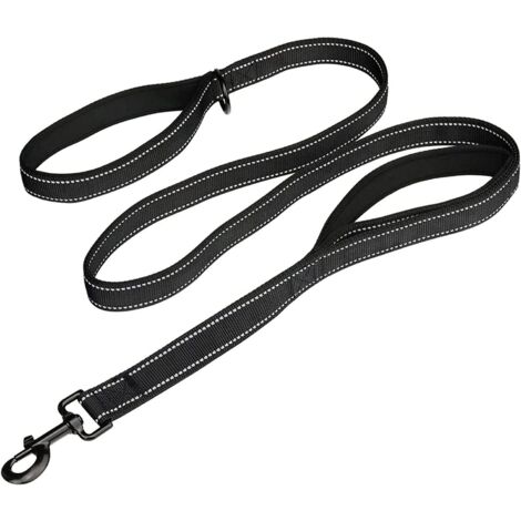 Grande laisse pour chien, 1,5 m Double poignées Laisse pour chien en nylon robuste et robuste avec 2 poignées rembourrées (1/5)