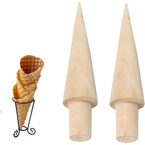 Morceau de moule à cône en bois, rouleau à cône de gaufre fait maison, moule à gaufre, adapté à la fabrication de gaufres et de cornets de crème glacée (marron) (1/5)
