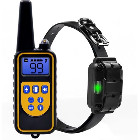Collier de dressage pour chien étanche IP67 avec vibration de la sonnerie et mode de dressage de lumière LED Collier de dressage pour chien à vibrations réglables Noir (Noir) (1/5)