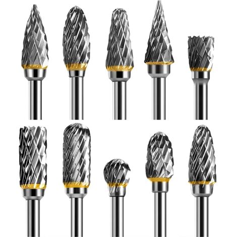 Lot de 10 fraises en carbure compatible avec Dremel - Tige 3,3 mm Outil rotatif (1/5)