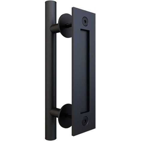 AIDUCHO Ensemble De Poignées À Tirer Et À Encastrer Pour Porte Coulissante Et Porte En Bois Avec Poignées Deux Côtés (Revêtement En Poudre Noire)