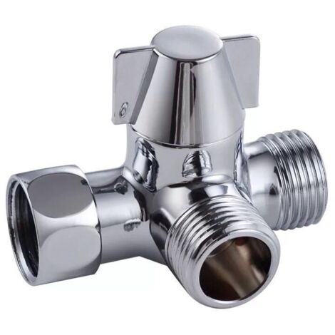 AIDUCHO Inverseur À 3 Voies Commutateur De Vanne Pour Douche, Laiton Massif, Filetage (12.7 Mm), Chrome Poli (1/5)