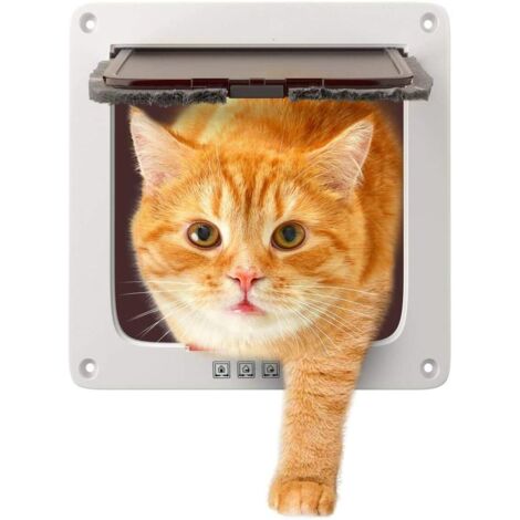 – Chatière à fermeture magnétique 4 positions pour chats et petits chiens – Dimensions passage 14,5 x 15,5 cm – Installation facile sur murs et portes (1/5)