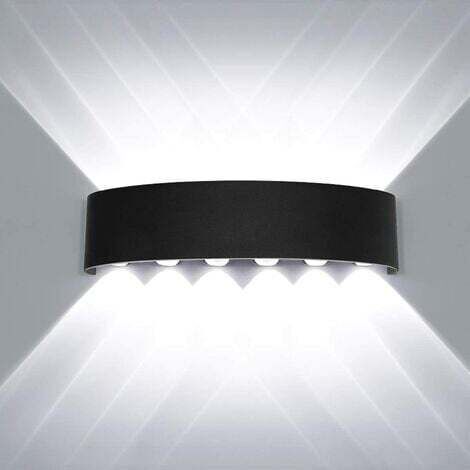 Applique Murale Interieur LED 12W Noir en Aluminium, Lampe Murale Moderne Up Down Spot Lampe pour Salon Chambre Hall Escalier Pathway (Blanc froide) (1/5)