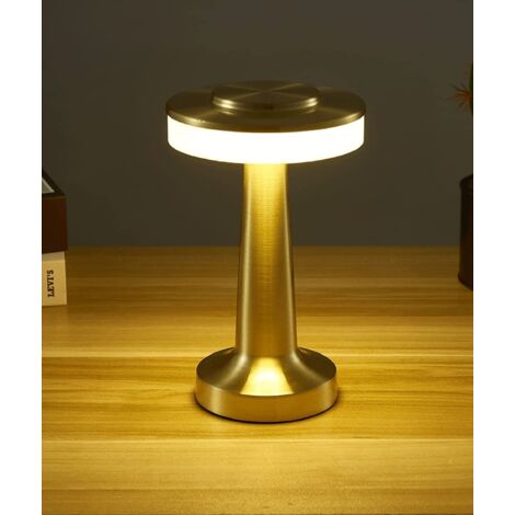 Lampe de table tactile intensité variable chambre coucher, lampe de chevet sans fil à piles rechargeables de 3000 mAh LED 3 couleurs (1/5)