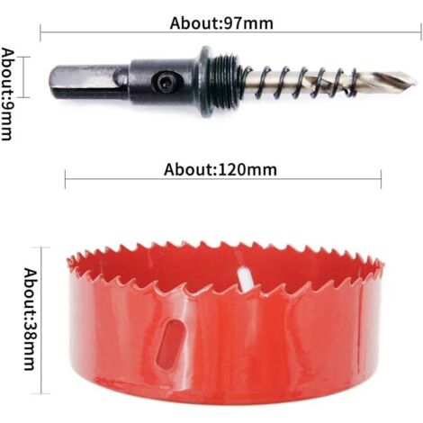 AIDUCHO M42 HSS Scie Cloche Bi-Métal 120mm, Scie Trèpan Pour Fer, Aluminium, Bois, Cloison Sèche, Tuyau, Plastique, Panneau De Fibres De Bois (1/4)
