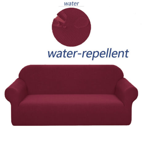 AIDUCHO Housse De Canapé Stretch, Imperméable Et Résistante Aux Éraflures Pour Canapé 1 Place Motif Élégant Avec Rouleaux De Mousse Antidérapante (Canapé 4 Place,Vin Rouge)-235-300cm