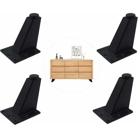 Pièce de pieds de meubles réglables noirs, pieds de meubles en alliage d'aluminium, cuisine à pieds réglables triangulaires, pour armoire, canapé, table basse, meuble TV et autres meubles (1/5)