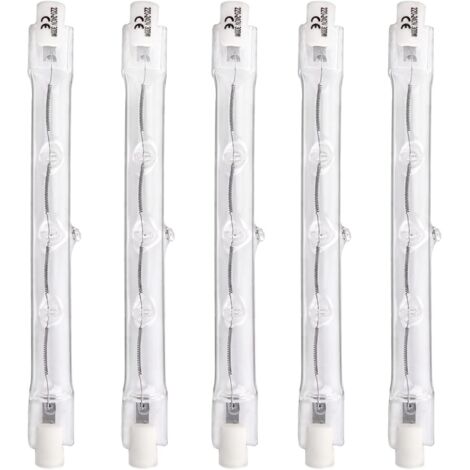 Ampoules Halogènes Linéaires R7s 118mm 300W, Dimmable Blanc Chaud 2700K 4500LM, 220V Projecteur à Double extrémité R7s pour Plafonniers, Éclairage paysager, Lumière de travail de sécurité, 5 pièces (1/6)