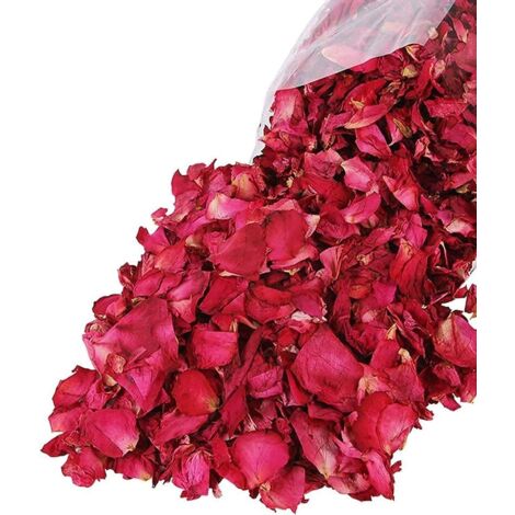 100g Pétales De Rose Séchées Naturelles Véritables Fleurs Rouges Séchées Pour Le Bain Des Pieds, Le Bain, Le Spa, Le Mariage, Les Confettis Pour La Maison, Les Loisirs Créatifs (1/5)