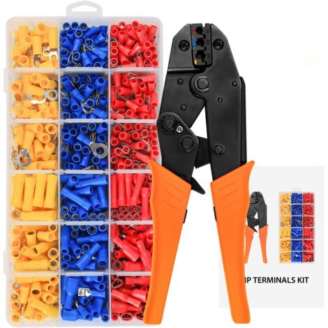 Pince À Sertir À Cliquet Avec 700 Cosses Électrique Pour Câbles 0,5-1,5mm²/1,5-2,5mm²/4,0-6,0mm² (1/5)