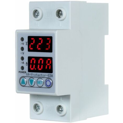 63A 220V Rail DIN Dispositif de protection contre les surtensions et les sous-tensions Relais de protection Protection contre les surintensités Usage domestique Double indicateur LED (1/5)