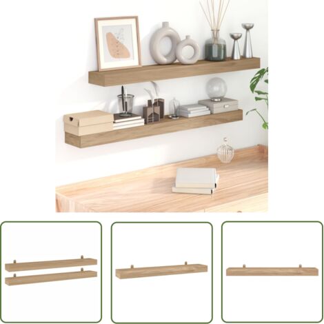 The Living Store Étagères murales 2 pcs 110x15x4 cm bois de teck massif - Etagere Murale - Étagères Murales - Étagère Flottante - Décoration Murale - Meuble Design (1/5)