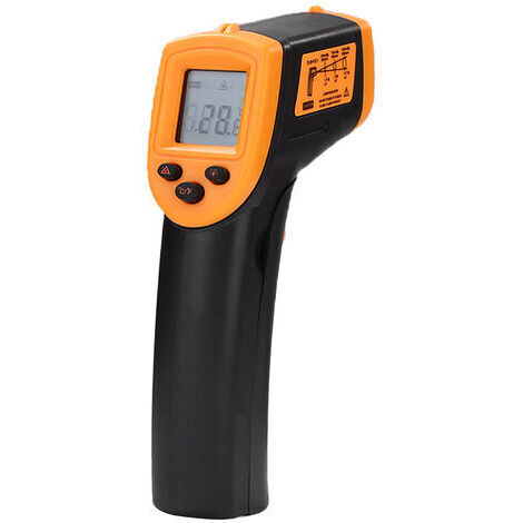 Thermomètre infrarouge portatif sans contact, thermomètre numérique LCD, thermomètre industriel infrarouge, -50 à 600°C/-58 à 1122°F (pas pour les humains) Orange (1/5)