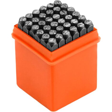 36PCS 4mm Lettre à Frapper, Lettre a Frapper Alphabet A-Z & et Numero 0-9 Outil de Presse ​Poincon Metal,40 Matériau Chromé（Orange） (1/5)
