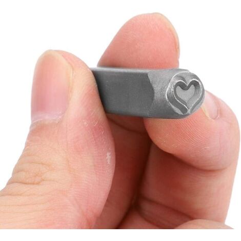 6mm en acier en métal poinçon lettre et numéro estampage Kit d'estampage Set Alphabet ID Stamping Punch Tool Set Kit(coeur) (1/4)