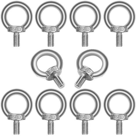 Accessoires de levage, 10 boulons à œil en acier inoxydable M8 304 - Anneau de levage (1/5)