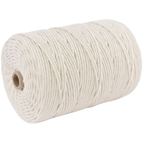 Fil de macramé 2 mm 200 m Corde en coton Fil de coton macramé naturel Ficelle DIY Corde tressée pour capteur de rêves Tenture murale Plante Cintre Artisanat Cadeau Décoration de la maison (Beige) (1/4)