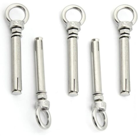 Paquet de 5 vis à boulon à œil à expansion avec anneau de levage en acier inoxydable (1/4)
