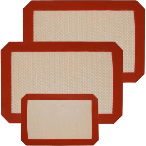 Tapis de cuisson en silicone, 3 tapis de cuisson en silicone réutilisable résistant à la chaleur, plaque de cuisson antiadhésive sans BPA Patisserie 42x30cm et 2pcs 30x21cm (1/5)