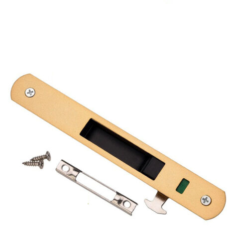Serrure de porte coulissante - Garnitures de quincaillerie de verrouillage simple de fenêtre de porte coulissante en acier inoxydable de ménage(or) (1/4)