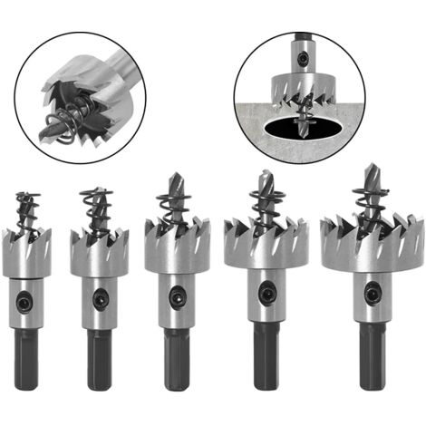 AIDUCHO Coffret Scie Cloche HSS 5 Pièces, Outil de Coupe Circulaire de Forets d'Ouvreur de Coupe en Acier à Grande Vitesse de 16-30mm pour l'Acier Cuivre Fer Plastique Bois PVC (1/5)