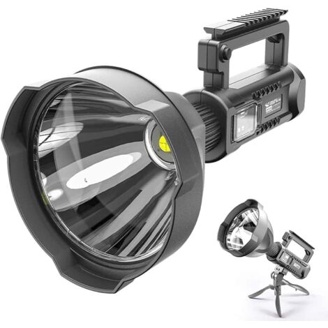 AIDUCHO Super Bright Torch Projecteur De Poche Portable Led Spotlight Usb Rechargeable Camping Lampe De Poche Avec Trépied Pliable Pour Randonnée Camping Pêche (1/5)