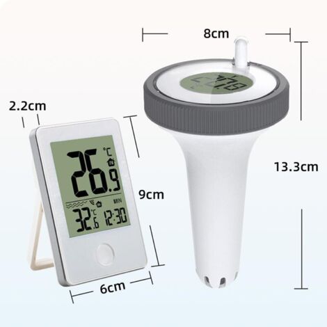AIDUCHO Thermomètre Piscine Numérique Flottant sans Fil Radio, Thermomètre de Température d'Eau Electronique avec Récepteur Numérique, Ecran LCD (1/5)