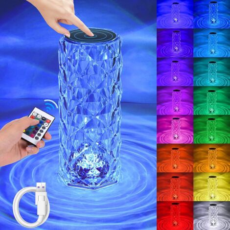 Lampe de Table LED en Cristal,Lampe en Diamant en Cristal, 16 Couleurs (1/4)