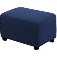 Rectangle Ottoman Covers Navy Blue Footstool Sofa Covers Footstool Covers Stretch Fabric Storage Covers Ottomans Covers, Machine Washable High Spandex Slipcover, Plus Size Ottomans