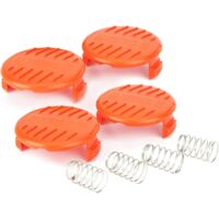 Couvercles De Capuchon De Bobine De Rechange Pour Coupe-Herbe Compatibles Pour Coupe-Herbe Black + Decker, Paquet De 4 (4 Capuchons De Bobine + 4 Ressorts)