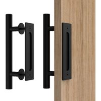 AIDUCHO Lot De Poignée De Porte Coulissante De 30cm, Noire, Avec Poignée De Porte Coulissante, Grande Taille Rustique, Convient Pour Portails, Garages, Armoires