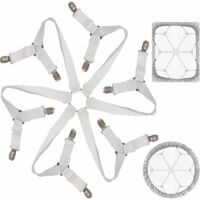 Drap-housse Drap-housse Clip de drap-housse réglable élastique 3 voies 6 côtés Sangles de tension de literie Attaches de drap-housse pour draps de lit Coussins de canapé Matelas Blanc