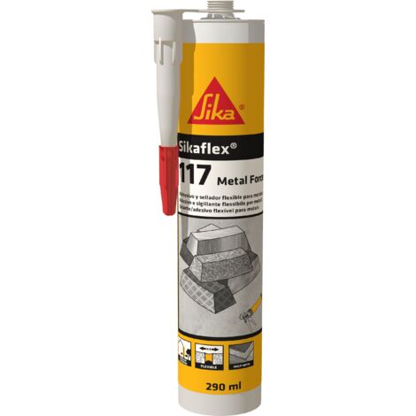 SIKA - Adhesivo para metales - Sikaflex 117 Metal Force gris claro - Para pegar metal - Interiores y exteriores - Gran trabajabilidad - 290 ml (1/4)