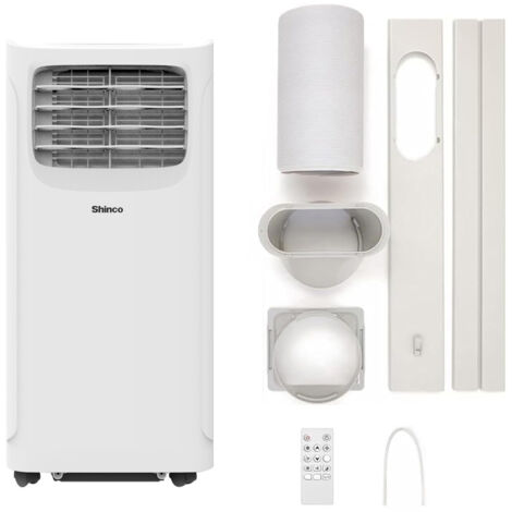 Shinco – Climatiseur mobile réversible 9000BTU – 3-en-1 : climatisation, déshumidification, ventilation – Pour pièces jusqu'à 30m² – Minuteur 24h