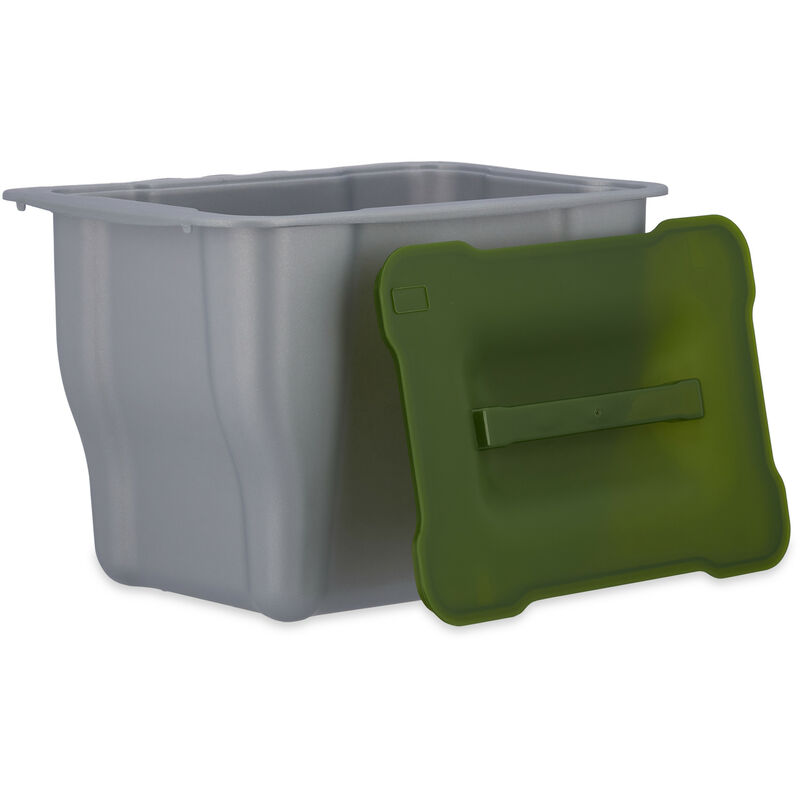 Relaxdays Abfallbehälter für Küche, Abfallsammler, Kitchenbox für Biomüll,  Multifunktionsbox, mit Deckel, 5 Liter, grau