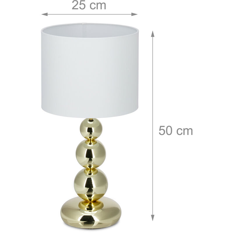 Relaxdays Tischlampe Löwe - Weiß/gold, 47,5 Cm Hoch, Mit Stoffschirm, E27 Fassung, Königliche Deko-Leuchte