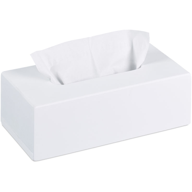Relaxdays Tücherbox Bambus, Taschentuchbox mit Schiebeboden, Tissue Box für  Taschentücher, HxBxT: 7,5 x 24 x 12 cm, weiß
