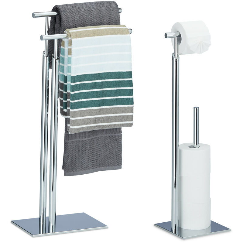 2 tlg Set WC Bad freistehend Handtuchhalter, Toilettenpapierhalter, Handtuchständer, Klopapierhalter, PAGNONI, Garnitur
