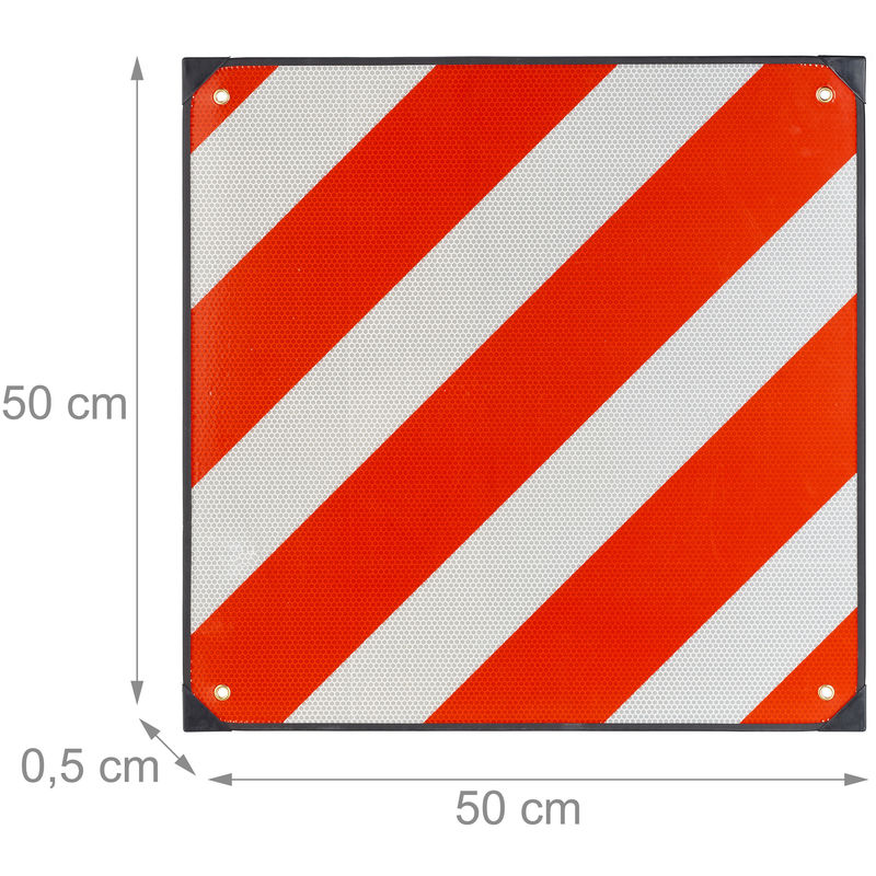 Relaxdays Warntafel Italien & Spanien, 50x50cm, 2in1 Warnschild  reflektierend, für Fahrradträger, Aluminium, rot/weiß : : Baumarkt