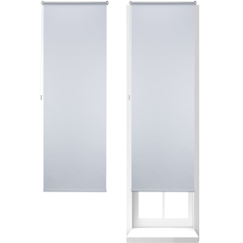 2 x 66 Fenster weiß bohren, Stoff 70x210, Hitzeschutz, Verdunklungsrollo, Seitenzugrollo, Thermo cm, ohne Klemmfix