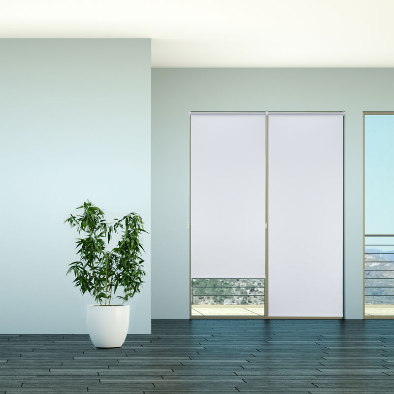 2 x Thermo Verdunklungsrollo, Hitzeschutz, Fenster Seitenzugrollo, Klemmfix  ohne bohren, 80x160, Stoff 76 cm, weiß