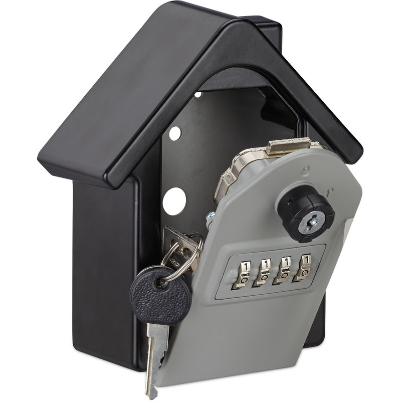 BASI Schlüsselsafe mit Zahlenschloss mini Schlüssel Tresor Safe  Schlüsselkasten Wetterfest Schlüsselbox schwarz, gelb