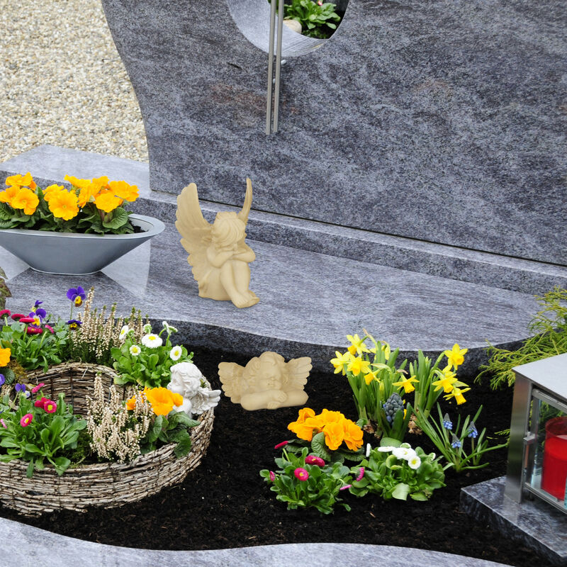 GeKi Trend 2er Set Engel-Figuren Mit Laterne – Frostfest, Antik Weiß, 38 Cm Hoch – Für Garten, Terrasse & Wohnung
