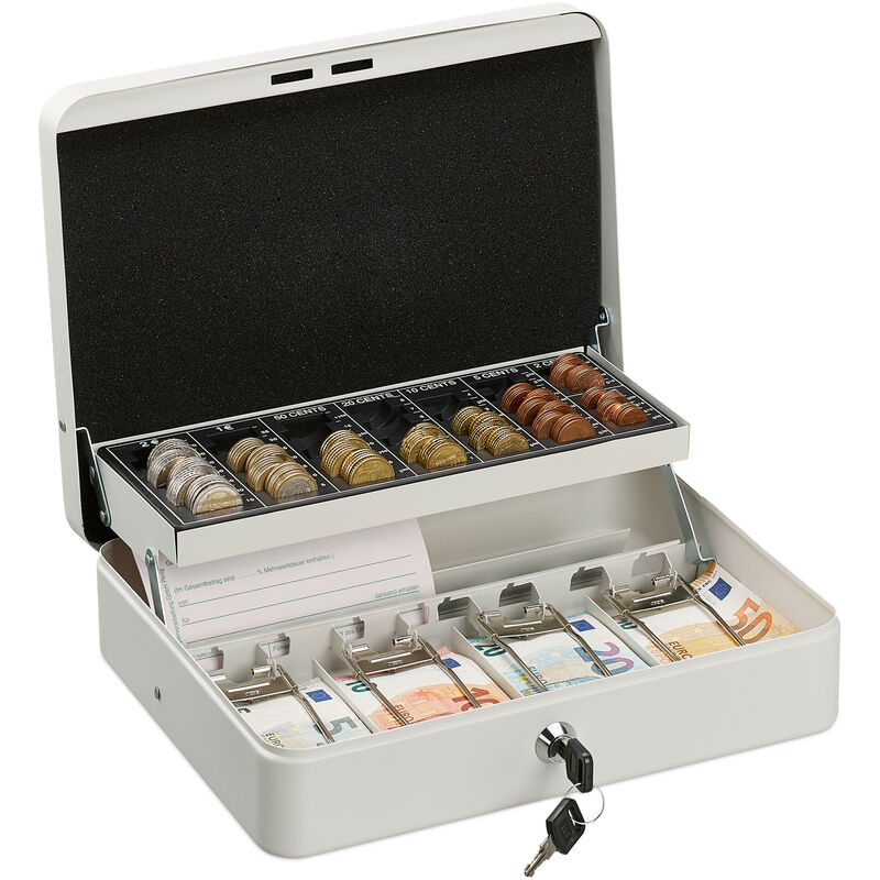ARREGUI Elegant Geldkassette aus Stahl, Geldbox, 12,5 cm breit,  Abschließbare Kasse mit Einwurfschlitz, Kleine Geldkassette