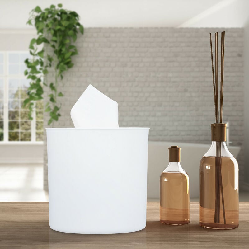 4 x Taschentuchbox, nachfüllbar, Badezimmer, Tücherbox mit Bambus-Deckel,  Kunststoff, HxBxT: 10x23x13 cm, grau/natur