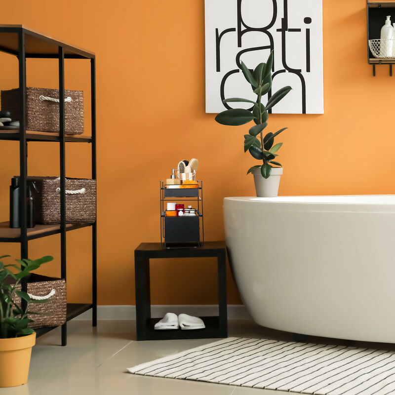 Simple Houseware Gewürzregal Mit 2 Ebenen – Ausziehbar, Drahtkorb & Schublade In Schwarz