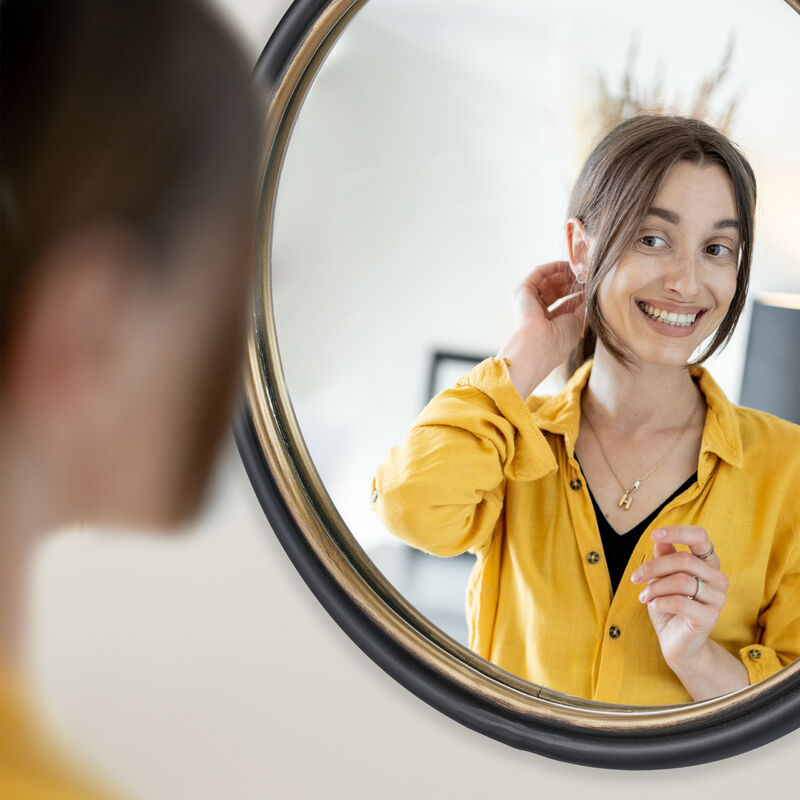 dekorativer Spiegel für Badezimmer Schlafzimmer Heimdekoration Make-up-Spiegel rund Wohnzimmer Hosoncovy Wandspiegel mit Metallrahmen Gold zum Aufhängen dekorativer Spiegel für Badezimmer Schlafzimmer Heimdekoration Make-up-Spiegel rund Wohnzimmer Hosoncovy Wandspiegel mit Metallrahmen Gold zum Aufhängen